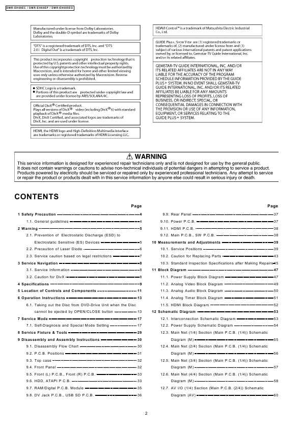 Сервисная инструкция Panasonic DMR-EH68EC, DMR-EH68EP, DMR-EH685EG