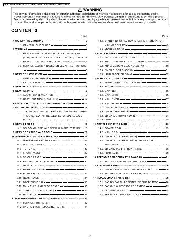 Сервисная инструкция Panasonic DMR-EX75, DMR-EX85