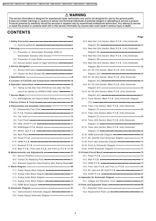 Сервисная инструкция Panasonic DMR-EX77, DMR-EX87