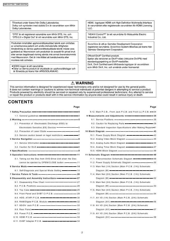 Сервисная инструкция Panasonic DMR-EX77EN, DMR-EX87EN