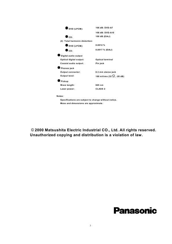 Сервисная инструкция Panasonic DVD-A7, DVD-A10