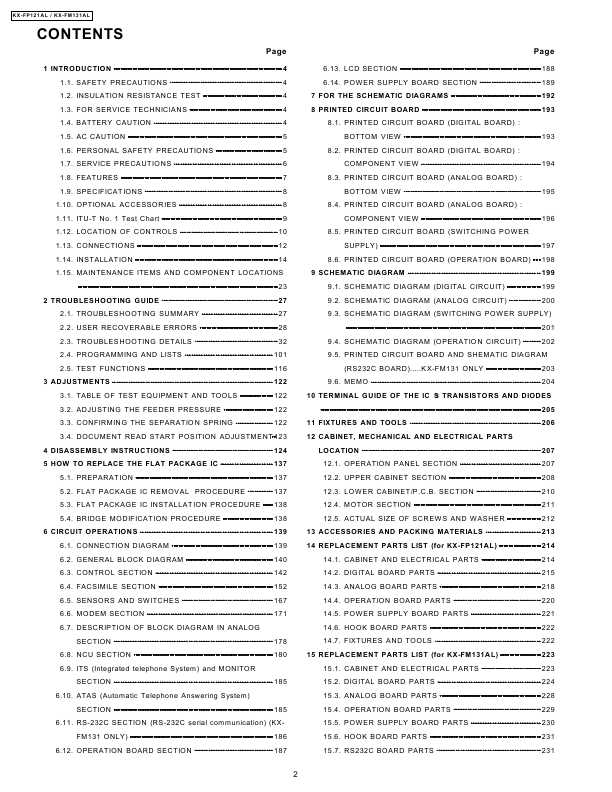 Сервисная инструкция Panasonic KX-FM131AL