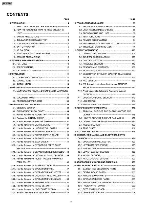 Сервисная инструкция Panasonic KX-FP148FX