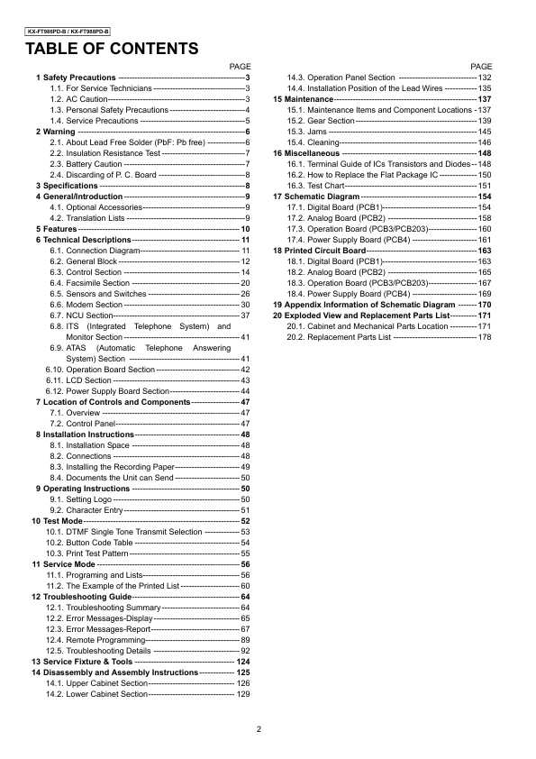 Сервисная инструкция Panasonic KX-FT986PD, KX-FT988PD
