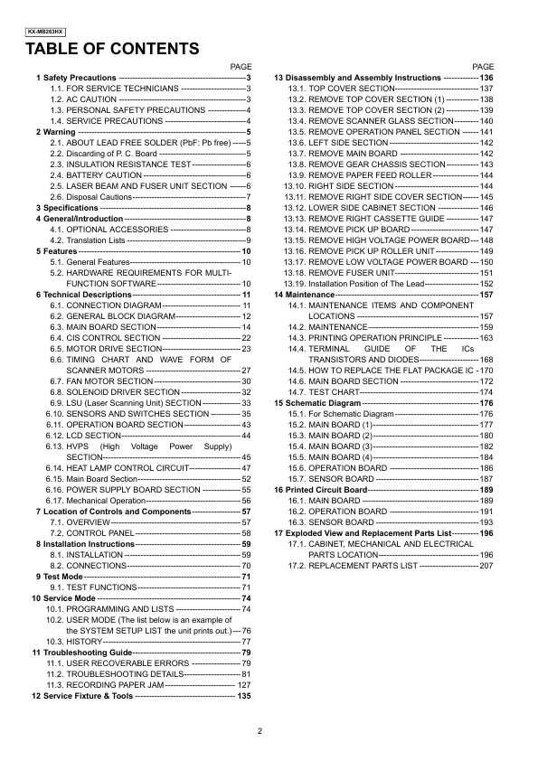 Сервисная инструкция Panasonic KX-MB263HX