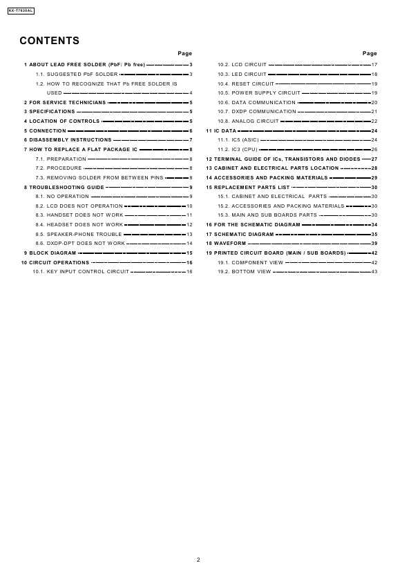 Сервисная инструкция Panasonic KX-T7630AL