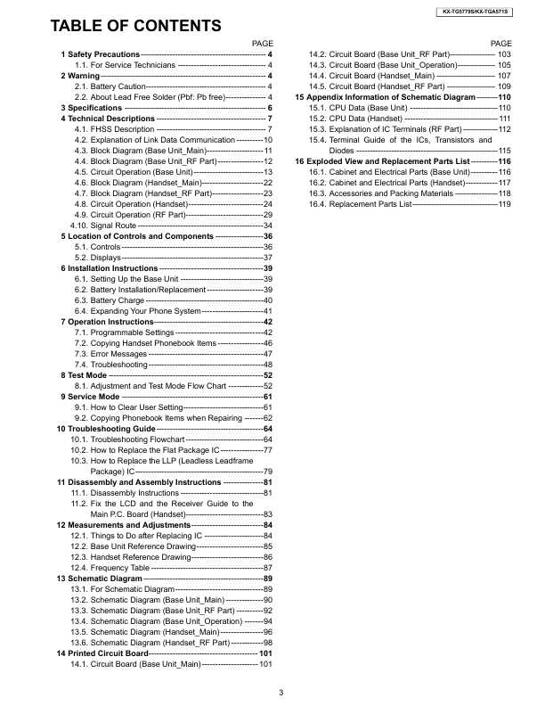 Сервисная инструкция Panasonic KX-TG5779S, KX-TGA571S