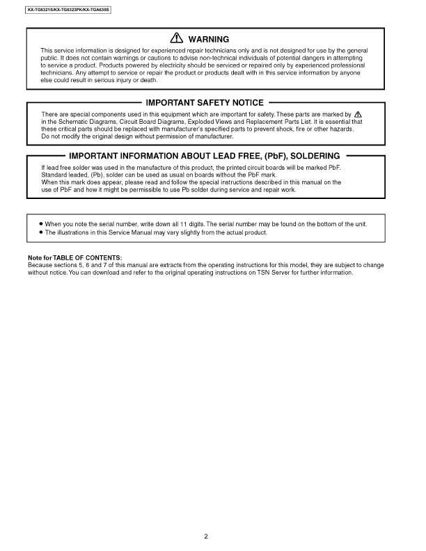 Сервисная инструкция Panasonic KX-TG6321S, KX-TG6323PK