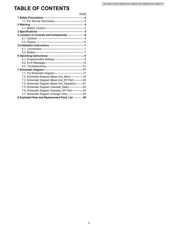 Сервисная инструкция Panasonic KX-TG9331CT, KX-TG9332CT, KX-TG9333CT, KX-TG9334CT