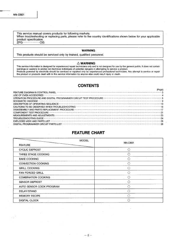 Сервисная инструкция Panasonic NN-D801