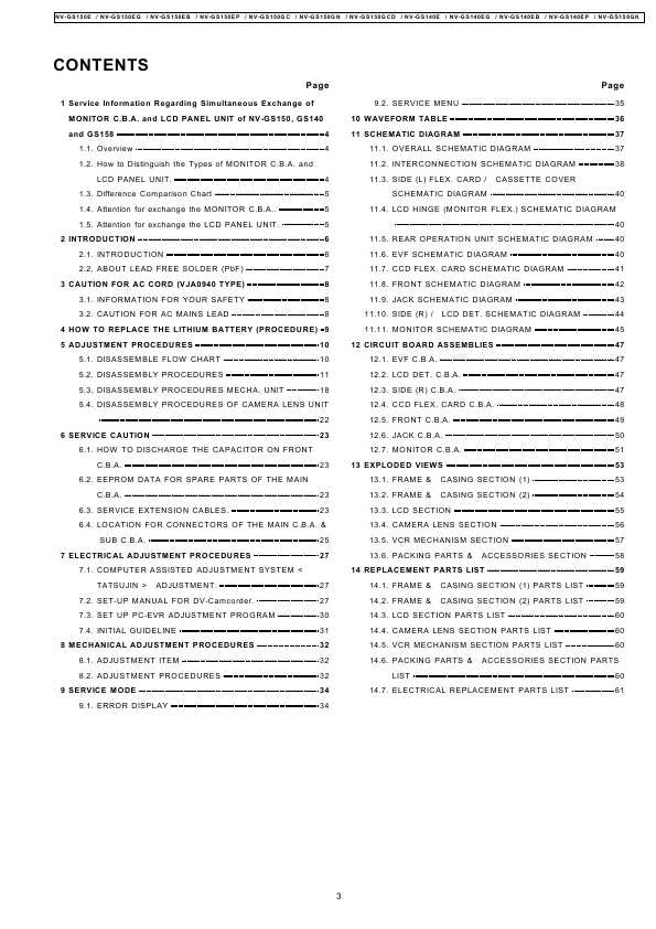 Сервисная инструкция Panasonic NV-GS140, NV-GS150, NV-GS158