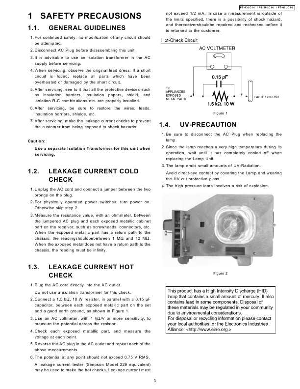 Сервисная инструкция Panasonic PT-43LC14, PT-50LC14, PT-60LC14