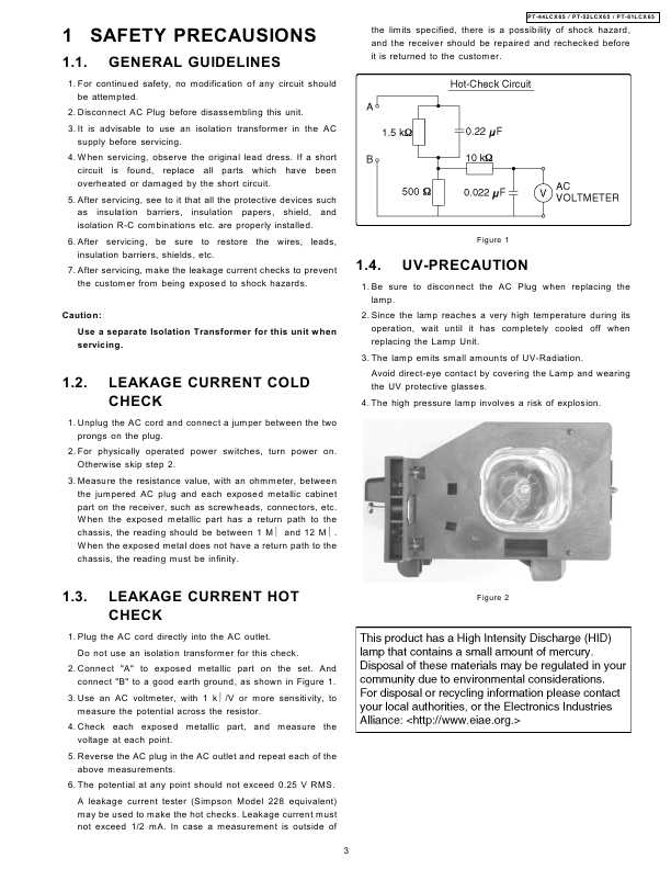 Сервисная инструкция Panasonic PT-44LCX65, PT-52LCX65 PT-61LCX65