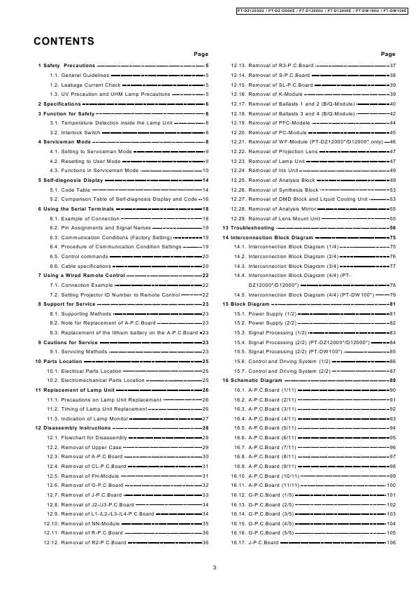 Сервисная инструкция Panasonic PT-D12000E, U