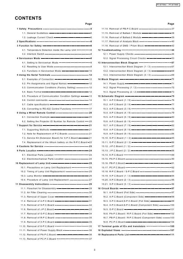 Сервисная инструкция Panasonic PT-D7700E, PT-D7700U