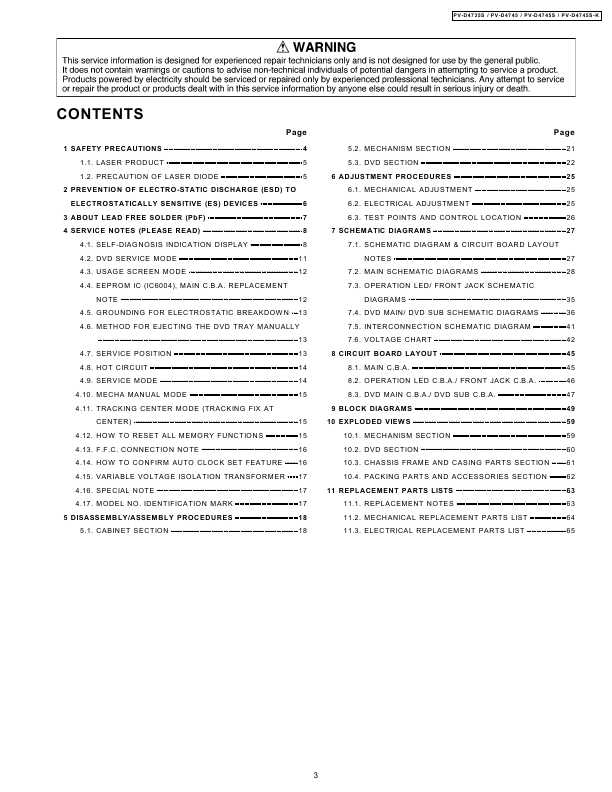 Сервисная инструкция Panasonic PV-D4735S, PV-D4745S