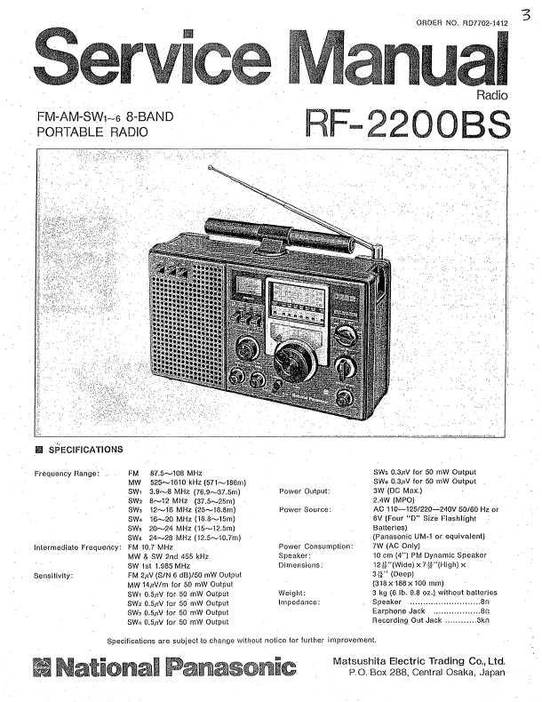 Сервисная инструкция Panasonic RF-2200