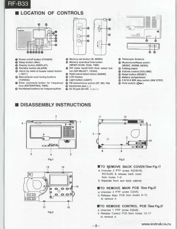 Сервисная инструкция PANASONIC RF-B33