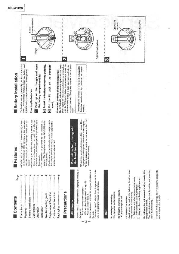 Сервисная инструкция Panasonic RP-WH20