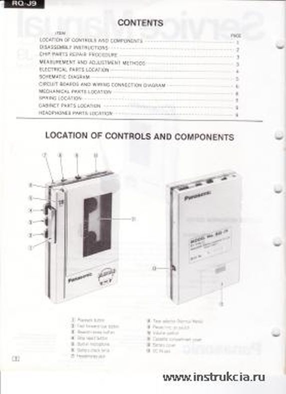 Сервисная инструкция PANASONIC RQ-J9