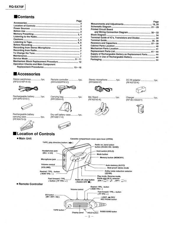 Сервисная инструкция Panasonic RQ-SX70F