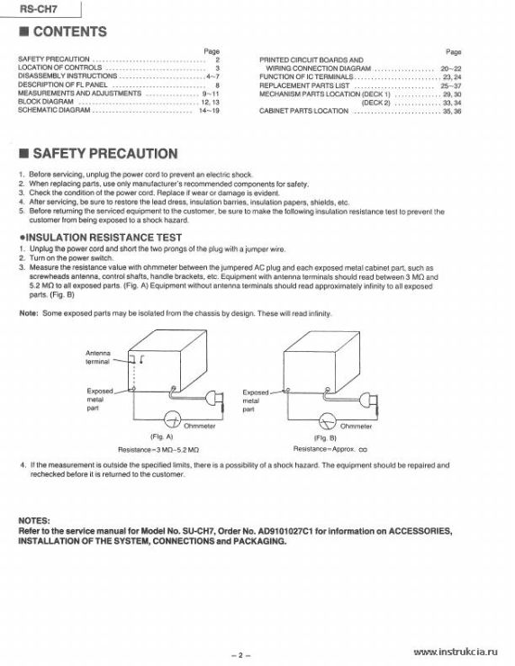 Сервисная инструкция PANASONIC RS-CH7