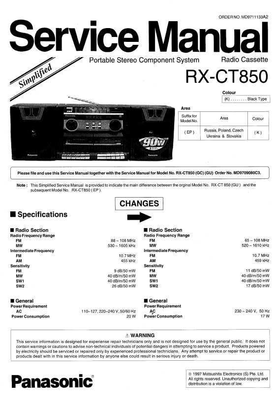 Сервисная инструкция Panasonic RX-CT855