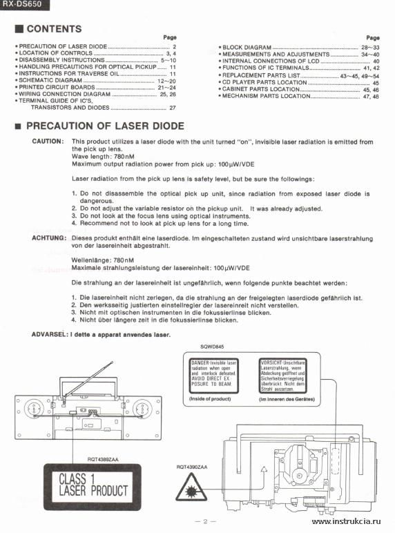 Сервисная инструкция PANASONIC RX-DS650