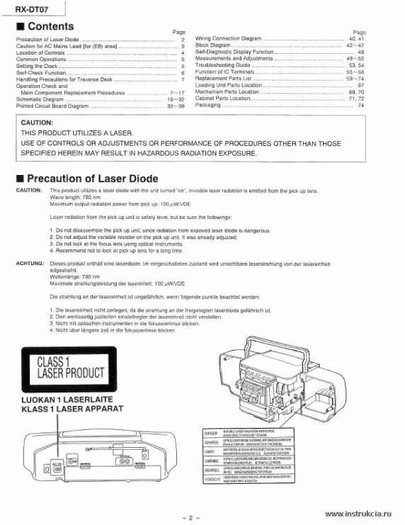 Сервисная инструкция PANASONIC RX-DT07