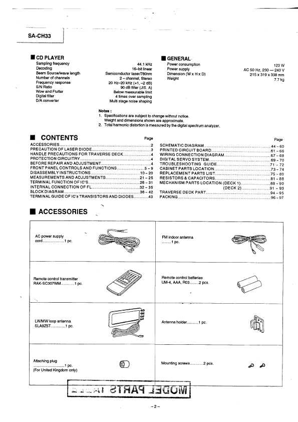 Сервисная инструкция Panasonic SA-CH33