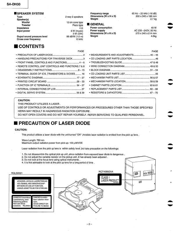 Сервисная инструкция Panasonic SA-DH30