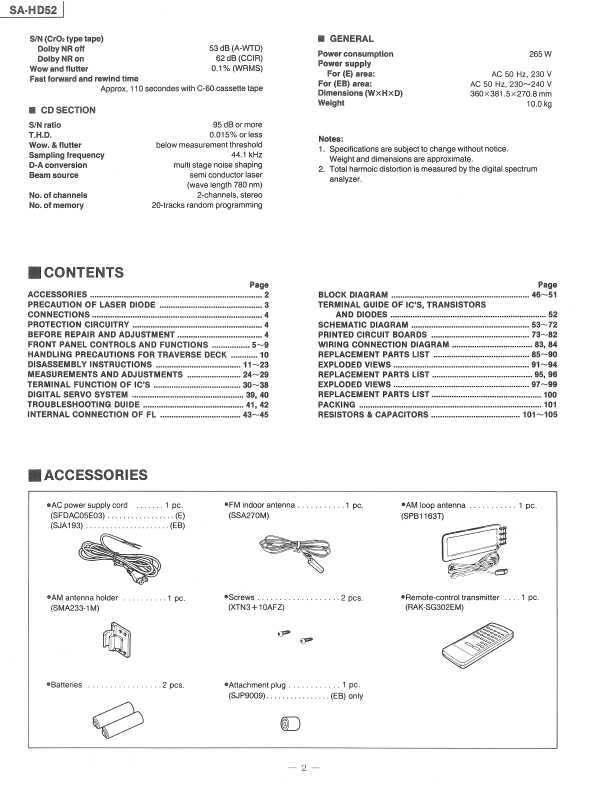 Сервисная инструкция Panasonic SA-HD52EG-K