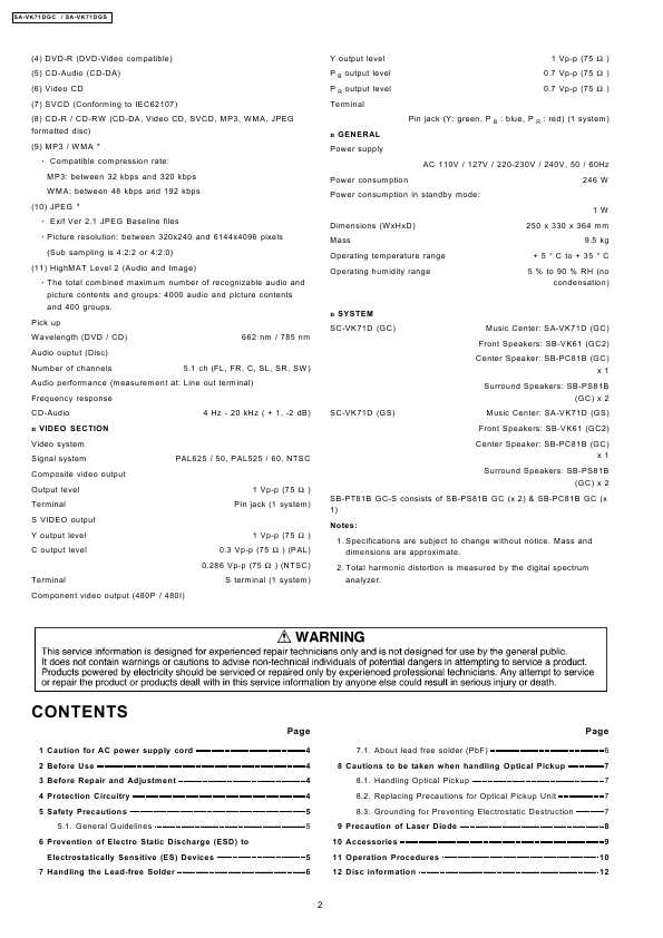 Сервисная инструкция Panasonic SA-VK71DGC (SC-VK71)