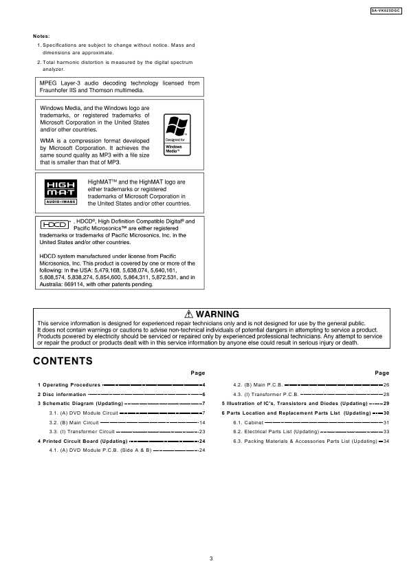 Сервисная инструкция Panasonic SA-VK825DGC