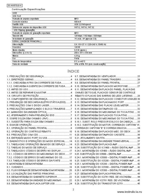 Сервисная инструкция PANASONIC SC-AK970LB-K