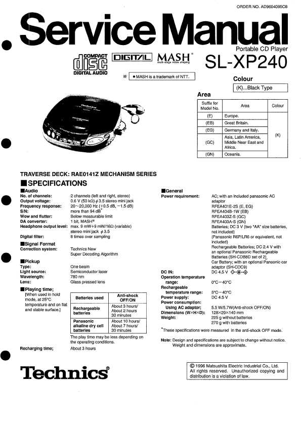 Сервисная инструкция Panasonic SL-S238