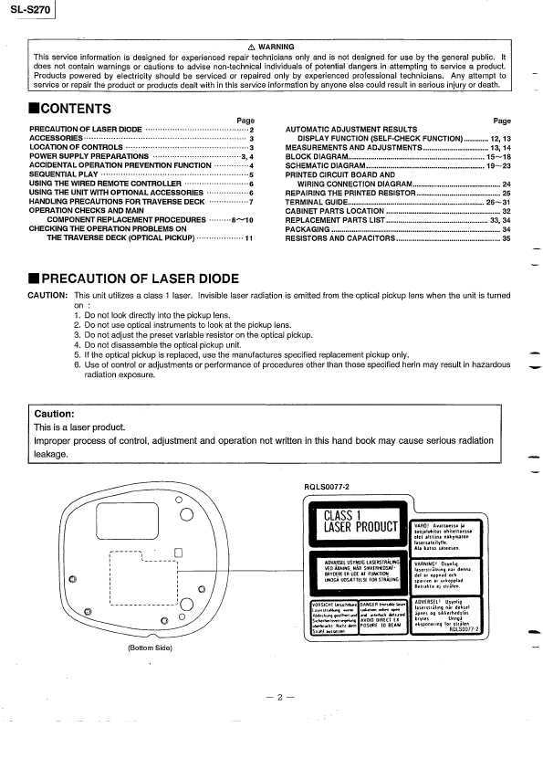 Сервисная инструкция Panasonic SL-S270