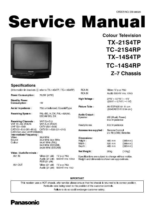 Сервисная инструкция Panasonic TC-14S4RP, TC-21S4RP, TX-14S4TP, TX-21S4TP, Z-7-Chassis