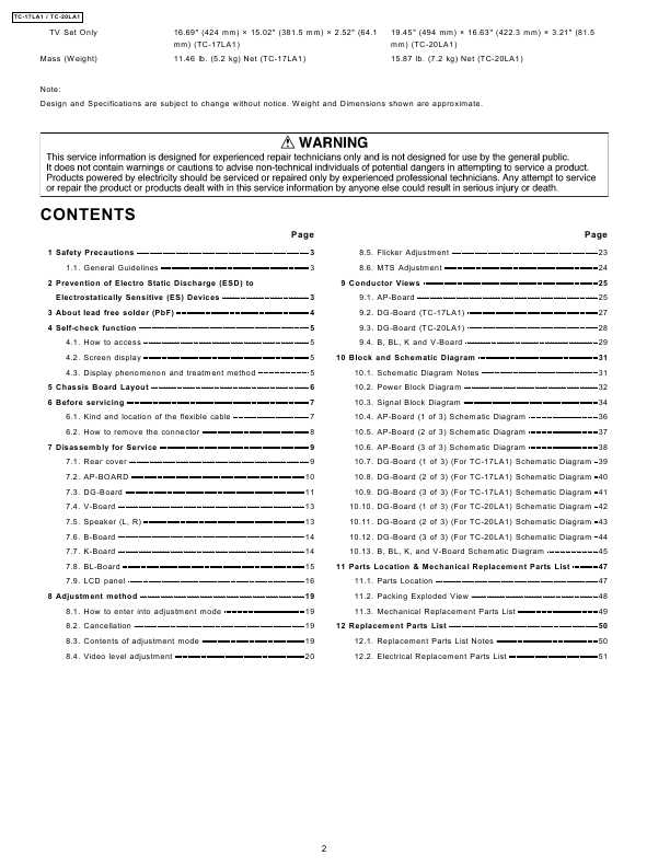 Сервисная инструкция Panasonic TC-17LA1, TC-20LA1 LH14