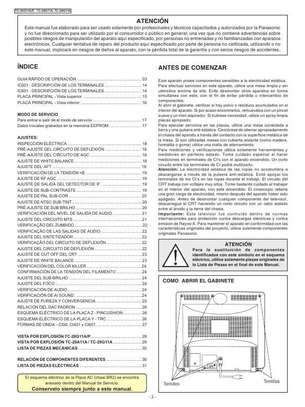 Сервисная инструкция Panasonic TC-20G11A, TC-20G11P, TC-29G11A