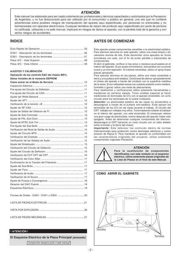 Сервисная инструкция Panasonic TC-20G9A, BR1L chassis