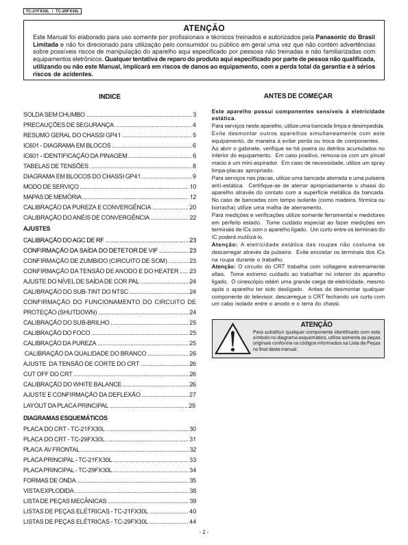 Сервисная инструкция Panasonic TC-21FX30L, TC-29FX30L, GP41-Chassis