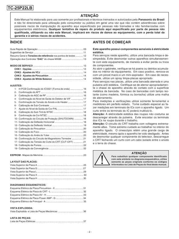 Сервисная инструкция Panasonic TC-25P22LB, MX-8B-Chassis