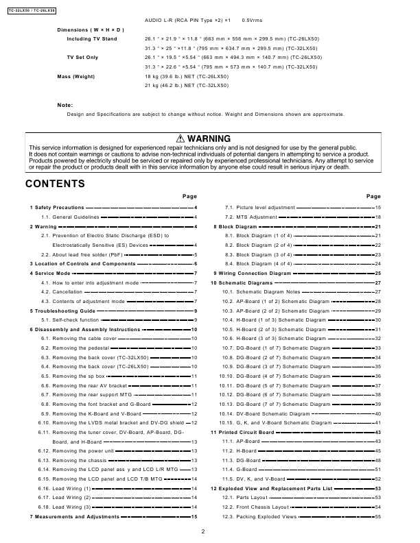 Сервисная инструкция Panasonic TC-26LX50, TC-32LX50 LH48