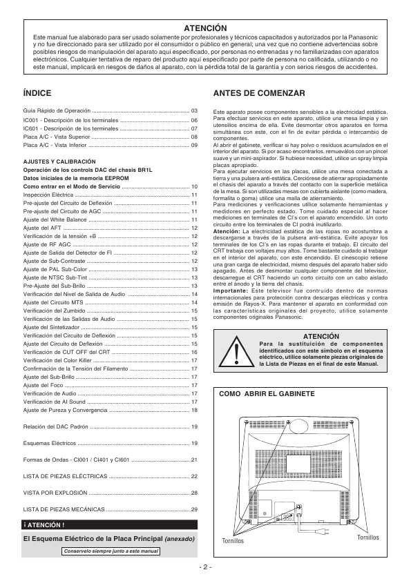 Сервисная инструкция Panasonic TC-29A9U, TC-29G9LU, BR1L-Chassis