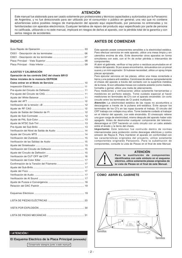 Сервисная инструкция Panasonic TC-29G9A, BR1D chassis