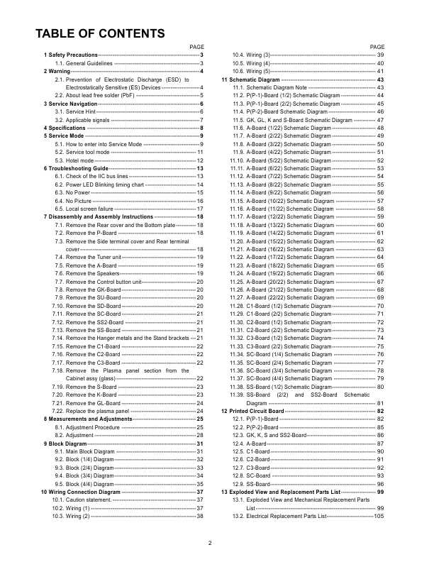 Сервисная инструкция Panasonic TC-P54V10