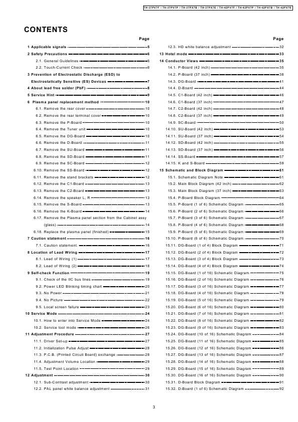 Сервисная инструкция Panasonic TH-37PV7, TH-42PV7, PX7, GPH10DE-CHASSIS