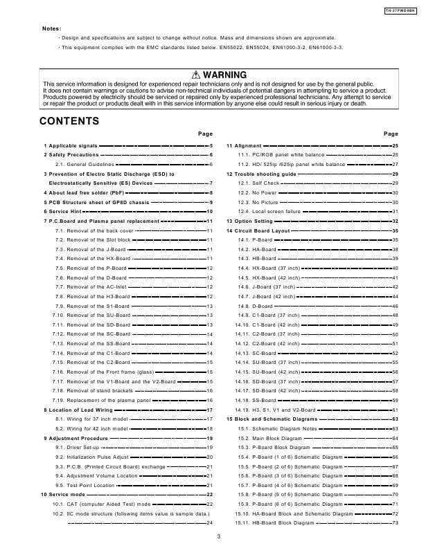 Сервисная инструкция Panasonic TH-37PWD8, TH-42PWD8