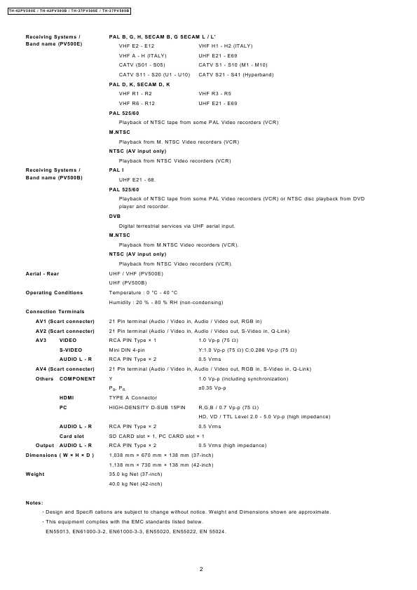 Сервисная инструкция Panasonic TH-37PV500B, TH-37PV500E, TH-42PV500B, TH-42PV500E